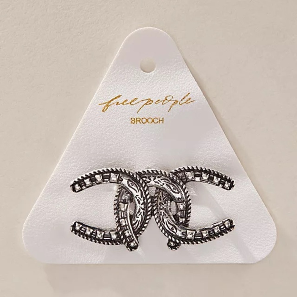 Free People Rodeo Time Silver Brooch Pin NWT